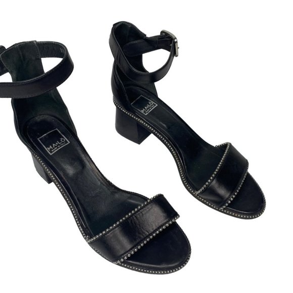 Ma & Lo Italy studded black heeled sandals open toe size 41 (10.5) - Picture 2 of 11